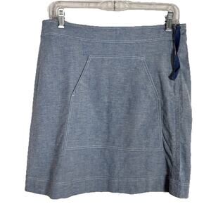 Chemins Blancs Sz 12 heavy chambray womens skirt side zip detail Stockholm Style